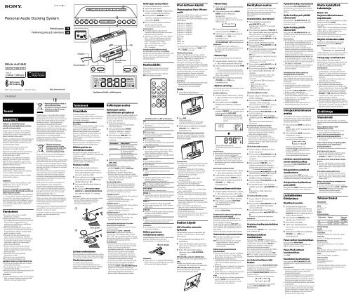Sony ICF-DS15iP - ICF-DS15IP Istruzioni per l'uso Finlandese