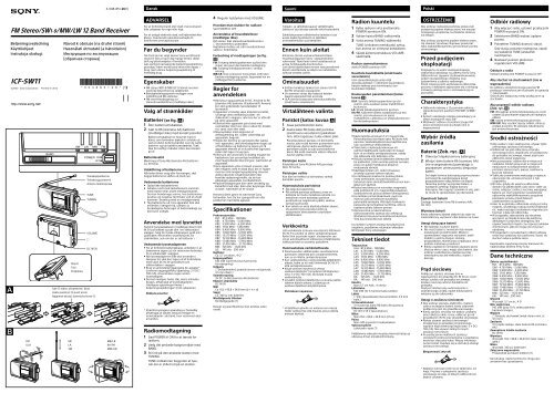 Sony ICF-SW11 - ICF-SW11 Istruzioni per l'uso Ceco