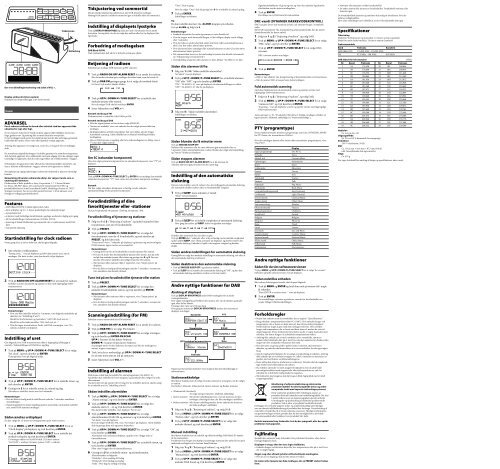 Sony XDR-C706DBP - XDR-C706DBP Istruzioni per l'uso Danese