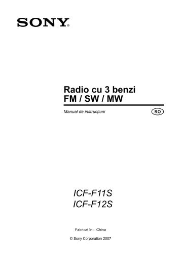 Sony ICF-F11S - ICF-F11S Istruzioni per l'uso Rumeno