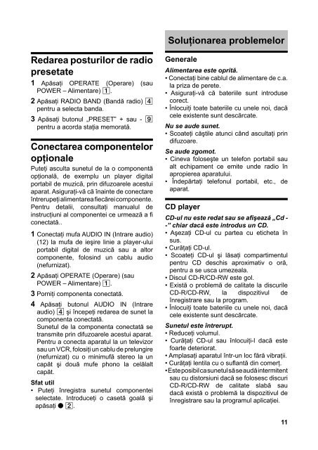 Sony CFD-S07CP - CFD-S07CP Istruzioni per l'uso Rumeno