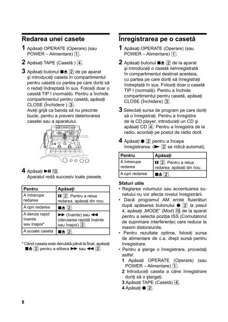 Sony CFD-S07CP - CFD-S07CP Istruzioni per l'uso Rumeno