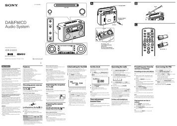 Sony XDR-S100CD - XDR-S100CD Istruzioni per l'uso Inglese