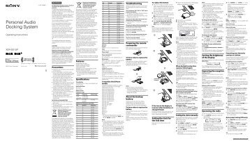 Sony XDR-DS12iP - XDR-DS12IP Istruzioni per l'uso Inglese