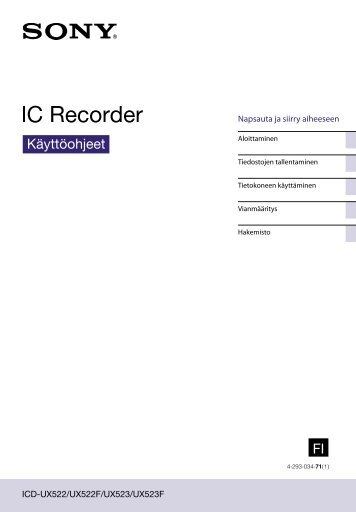 Sony ICD-UX522 - ICD-UX522 Istruzioni per l'uso Finlandese