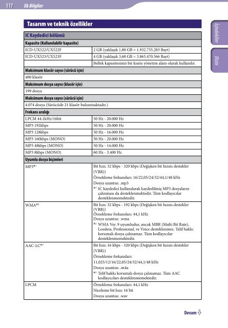 Sony ICD-UX522 - ICD-UX522 Istruzioni per l'uso Turco