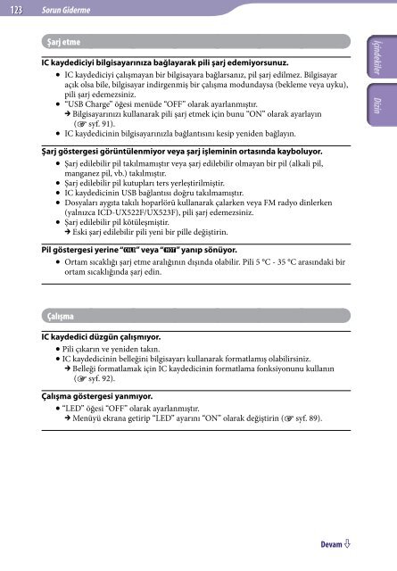 Sony ICD-UX522 - ICD-UX522 Istruzioni per l'uso Turco