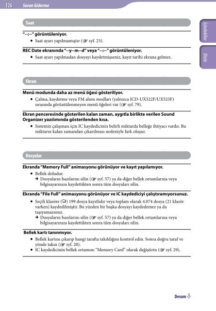 Sony ICD-UX522 - ICD-UX522 Istruzioni per l'uso Turco