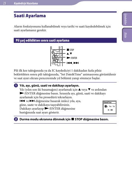 Sony ICD-UX522 - ICD-UX522 Istruzioni per l'uso Turco