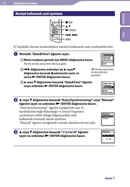 Sony ICD-UX522 - ICD-UX522 Istruzioni per l'uso Turco