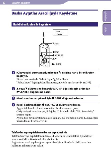 Sony ICD-UX522 - ICD-UX522 Istruzioni per l'uso Turco