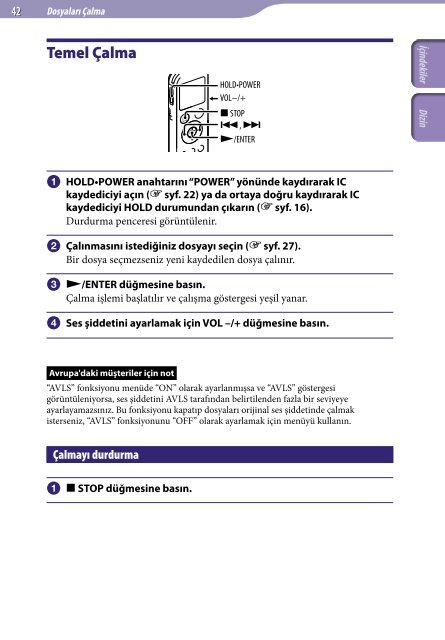 Sony ICD-UX522 - ICD-UX522 Istruzioni per l'uso Turco