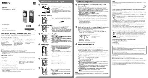 Sony ICD-SX733D - ICD-SX733D Guida di configurazione rapid Rumeno