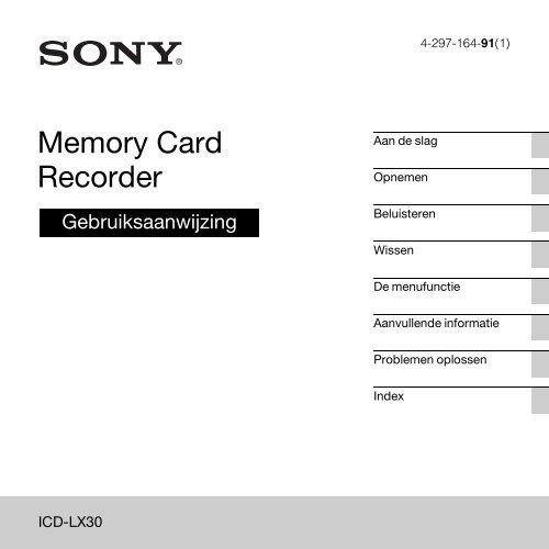 Sony ICD-LX30 - ICD-LX30 Istruzioni per l'uso Olandese