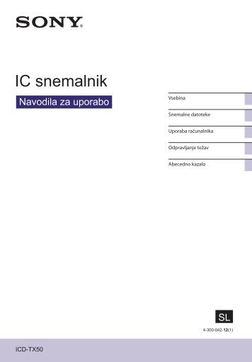 Sony ICD-TX50 - ICD-TX50 Istruzioni per l'uso Sloveno