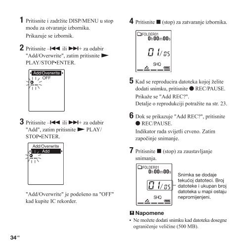 Sony ICD-PX312 - ICD-PX312 Istruzioni per l'uso Croato