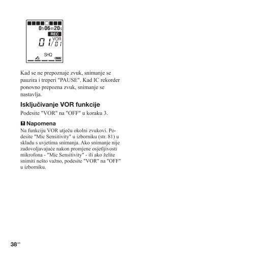 Sony ICD-PX312 - ICD-PX312 Istruzioni per l'uso Croato