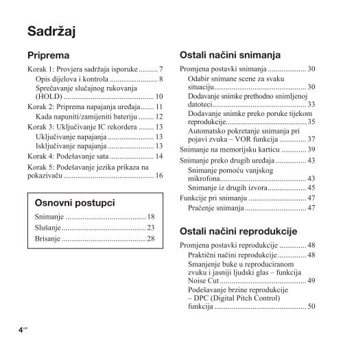 Sony ICD-PX312 - ICD-PX312 Istruzioni per l'uso Croato