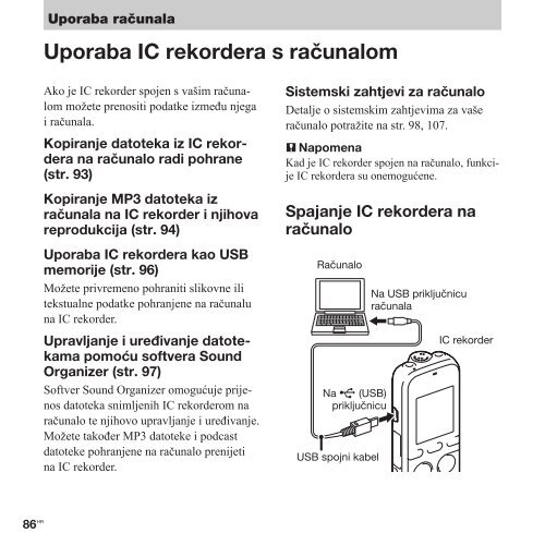 Sony ICD-PX312 - ICD-PX312 Istruzioni per l'uso Croato