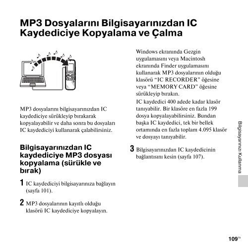 Sony ICD-PX312 - ICD-PX312 Istruzioni per l'uso Turco