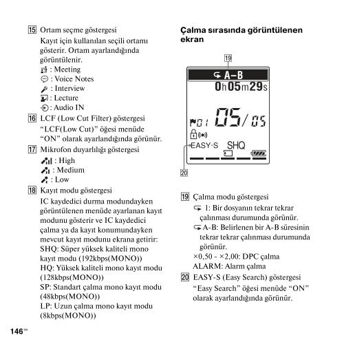 Sony ICD-PX312 - ICD-PX312 Istruzioni per l'uso Turco