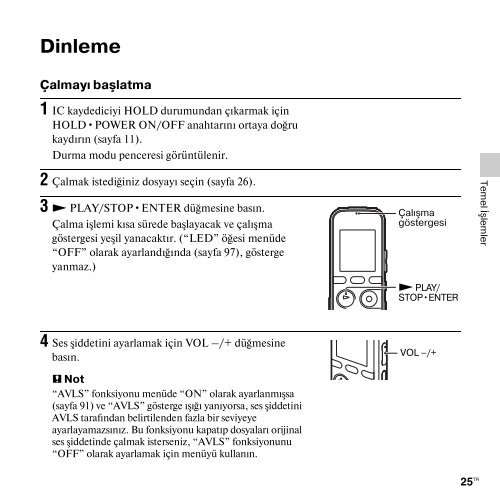 Sony ICD-PX312 - ICD-PX312 Istruzioni per l'uso Turco