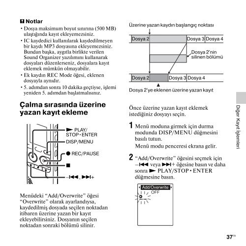 Sony ICD-PX312 - ICD-PX312 Istruzioni per l'uso Turco