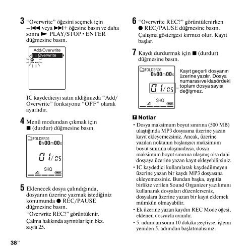 Sony ICD-PX312 - ICD-PX312 Istruzioni per l'uso Turco