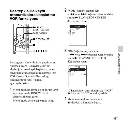 Sony ICD-PX312 - ICD-PX312 Istruzioni per l'uso Turco