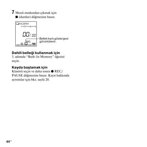 Sony ICD-PX312 - ICD-PX312 Istruzioni per l'uso Turco