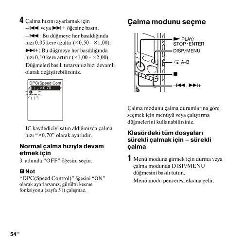 Sony ICD-PX312 - ICD-PX312 Istruzioni per l'uso Turco