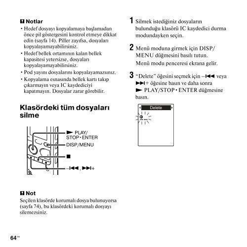 Sony ICD-PX312 - ICD-PX312 Istruzioni per l'uso Turco