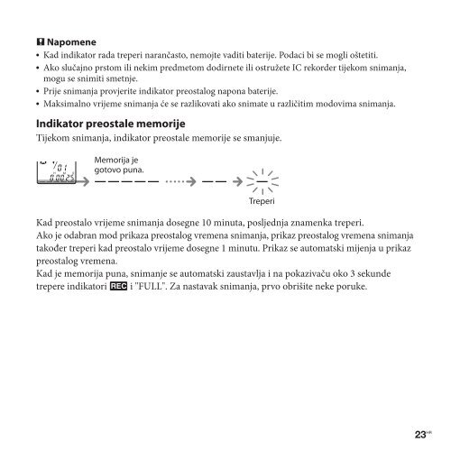 Sony ICD-BX800 - ICD-BX800 Istruzioni per l'uso Croato