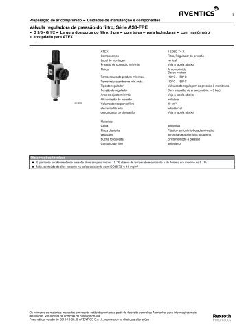 Válvula reguladora de pressão do filtro Série AS3-FRE