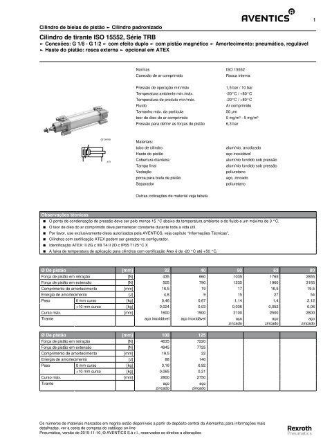 Cilindro de tirante ISO 15552 Série TRB