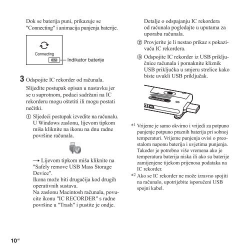 Sony ICD-UX300 - ICD-UX300 Istruzioni per l'uso Croato