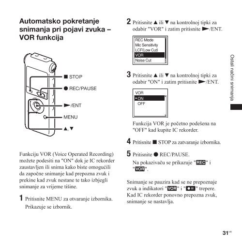 Sony ICD-UX300 - ICD-UX300 Istruzioni per l'uso Croato