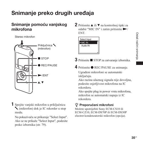 Sony ICD-UX300 - ICD-UX300 Istruzioni per l'uso Croato