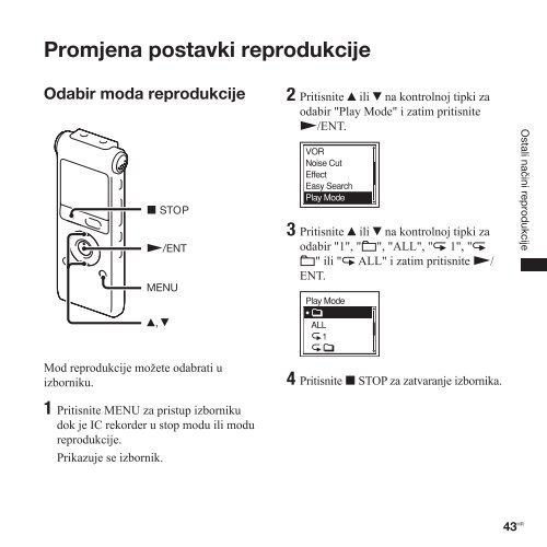 Sony ICD-UX300 - ICD-UX300 Istruzioni per l'uso Croato