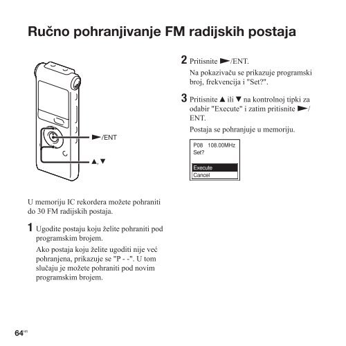 Sony ICD-UX300 - ICD-UX300 Istruzioni per l'uso Croato