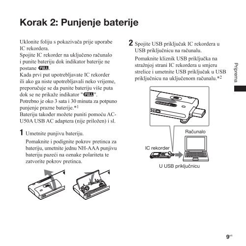 Sony ICD-UX300 - ICD-UX300 Istruzioni per l'uso Croato