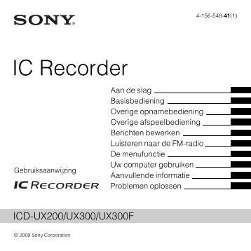 Sony ICD-UX300 - ICD-UX300 Istruzioni per l'uso Olandese