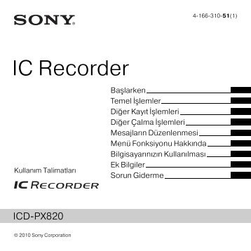 Sony ICD-PX820 - ICD-PX820 Istruzioni per l'uso Turco