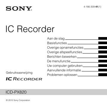 Sony ICD-PX820 - ICD-PX820 Istruzioni per l'uso Olandese