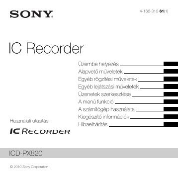Sony ICD-PX820 - ICD-PX820 Istruzioni per l'uso Ungherese