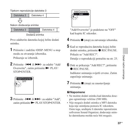Sony ICD-AX412F - ICD-AX412F Istruzioni per l'uso Croato