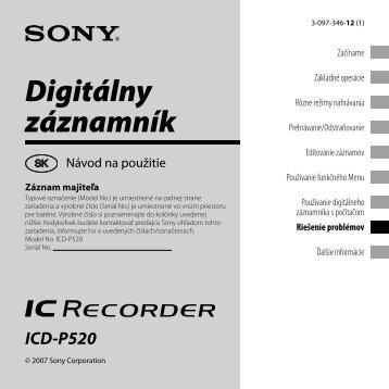 Sony ICD-P520 - ICD-P520 Istruzioni per l'uso Slovacco