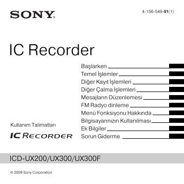 Sony ICD-UX300F - ICD-UX300F Istruzioni per l'uso Turco