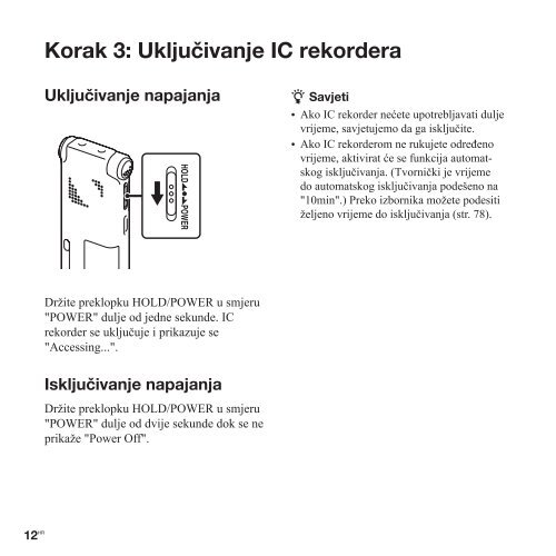 Sony ICD-UX300F - ICD-UX300F Istruzioni per l'uso Croato