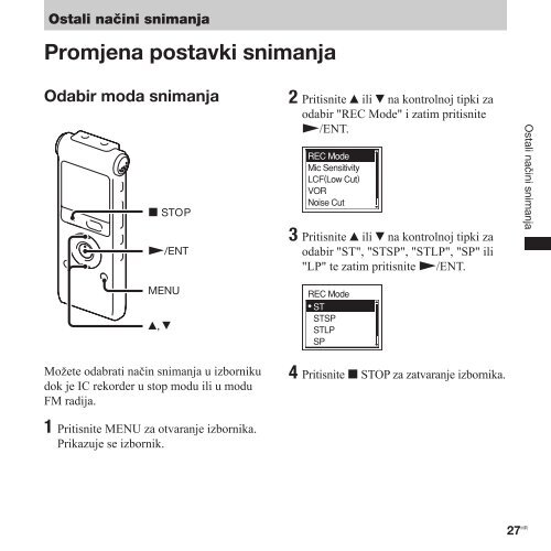 Sony ICD-UX300F - ICD-UX300F Istruzioni per l'uso Croato